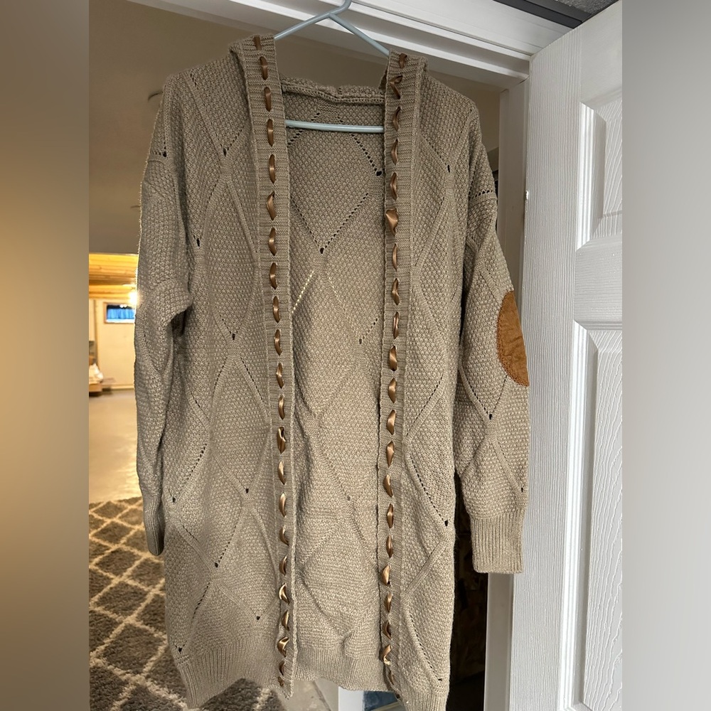 Cozy Beige Knit Cardigan Sweater